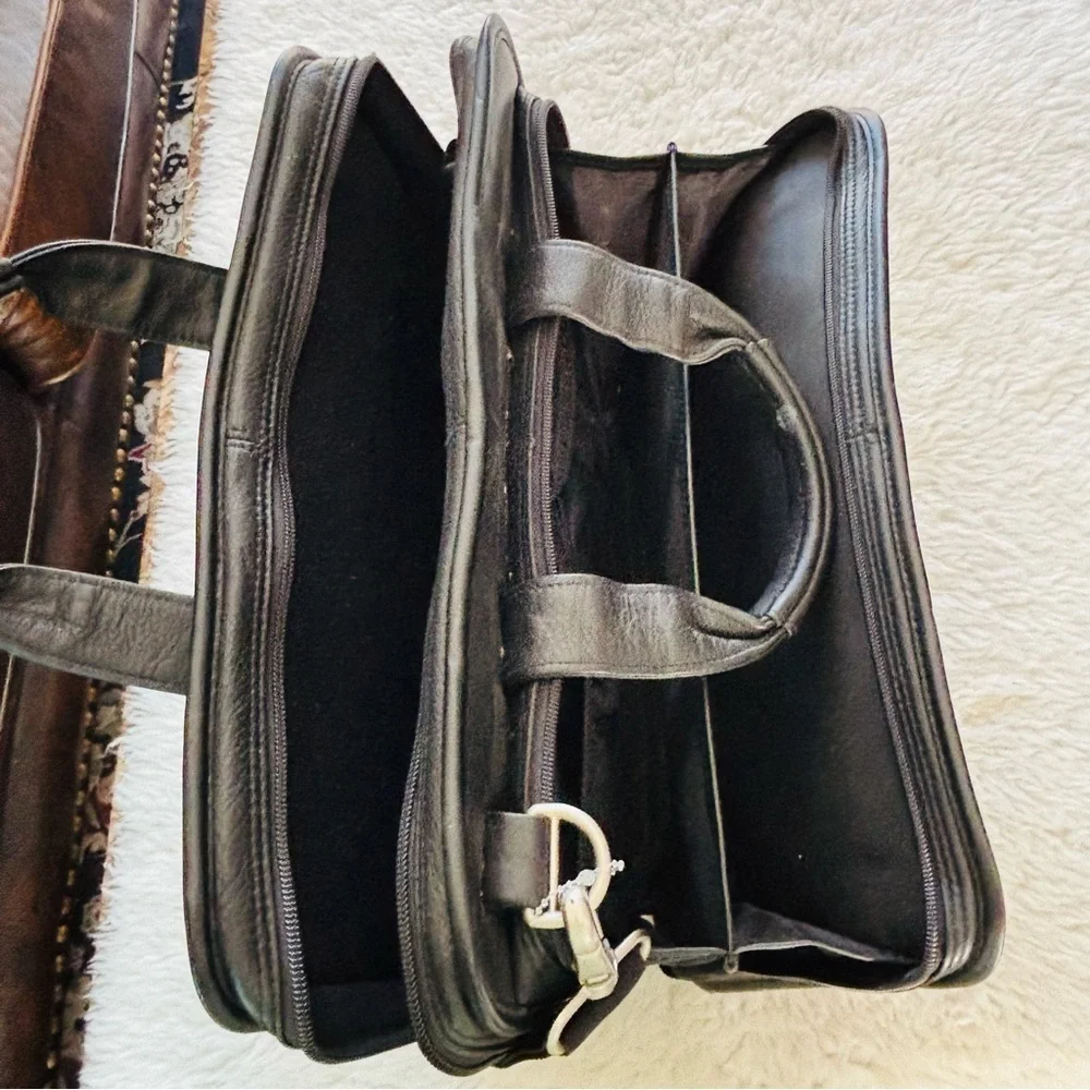 CODI Sophisticated Genuine Black Leather Briefcase/Laptop Unisex Bag 14”x11””x5”
